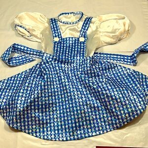 Dorothy Wizard of OZ BLUE DRESS costume,  girls SMALL,  puffy flared skirt sash
